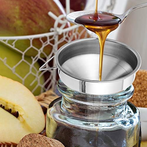 Hemoton 2-Piece 4 Inch Stainless Steel Funnel Set with Strainer for Kitchen Use - Metal Funnel for Precise Liquid and Dry Ingredient Transfer