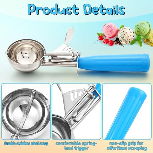 Reallnaive 8 Pcs Ice Cream Scooper with Trigger, 2 oz, Blue