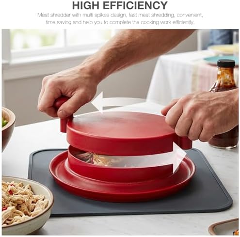 Manual Meat shredder Chicken Shredder Meat shredder Non Slip Base Efficient Manual Barbecue Claws Meat Slicing Tool with Double Handle Shredder for Chicken and Beef(red)