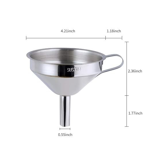 Buyer Star 2PCS Funnel with Detachable Filter,18/8（304） Stainless Steel, Food Grade Metal Kitchen Funnels (Silver)
