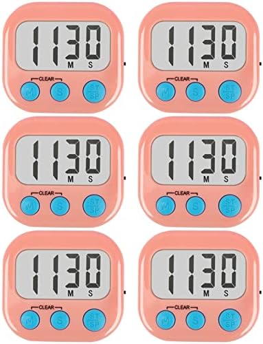 AOUCE Digital Kitchen Timers for Cooking, Timer for Kids 6 Pack Pink