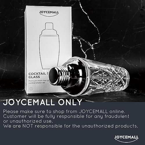 14.5 oz Glass Cocktail Shaker Set - Cut Crystal Tumbler Bartender Shaker with Stainless Sealing Steel Cap & Built - in Strainer, Martini Making Set for Home Use & Bar Use - Silver