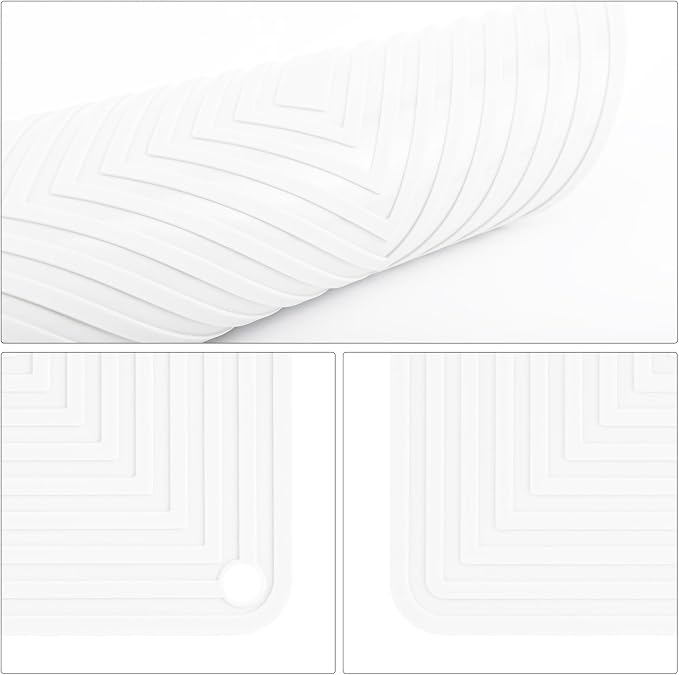 Silicone Trivet Mats for Hot Pots & Pans & Dishes, Hot Pads for Kitchen, Multipurpose Heat Resistant Mat for Kitchen Counter, Durable & Flexible Silicone Pot Holders Set 2 Rectangular White