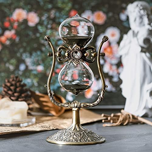 SAMLONG Large Hourglass Timer 60 Minute, Bronze Metal Sand Timer, Black
