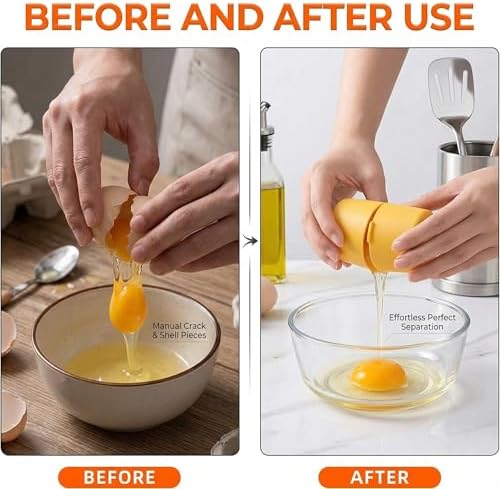 Handheld Egg Shell Opener and Egg Cracker Tool for Raw Eggs, Stainless Steel Egg Opener Cutter, Easy Egg Peeler for Hard Boiled Eggs, Kitchen Gadgets Shell Separator (2pcs Orange)