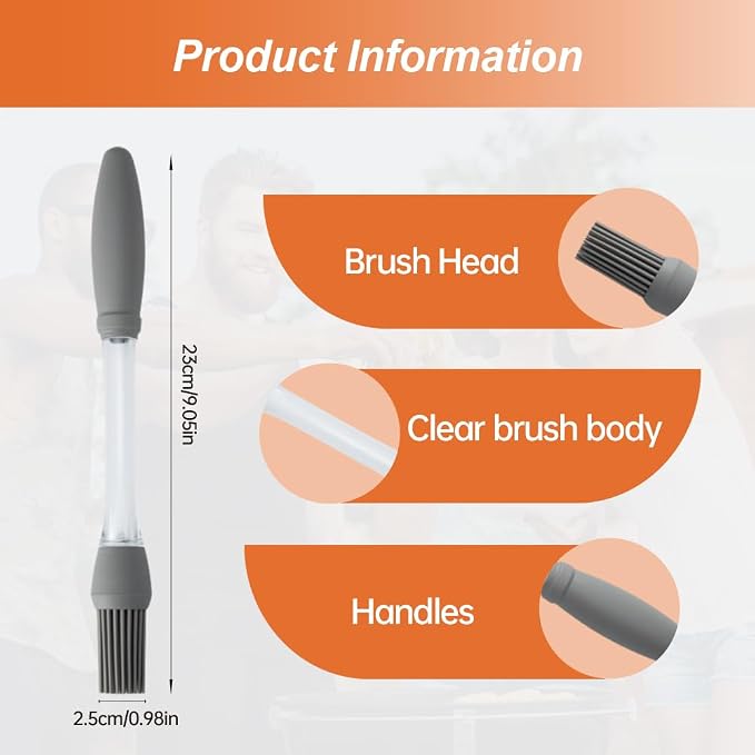 2PCS Silicone Oil Brush Basting Pastry Brush for Grilling BBQ Baking,2025 Silicone Oil Brush Basting Brush for Cooking,Pastry Brushes for Baking Cooking Kitchen Gadget Home Outdoor Use (4PC)