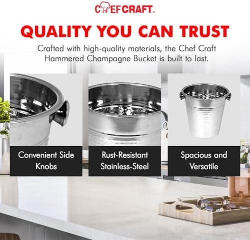Chef Craft Hammered Champagne Bucket. 4 Quart. Stainless Steel