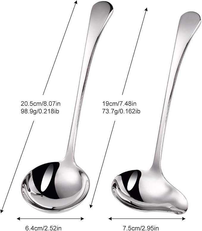 1-Piece Sauce Ladle and 1-Piece Gravy Ladle, 18/10 Stainless Steel, Dishwasher Safe(Silver)