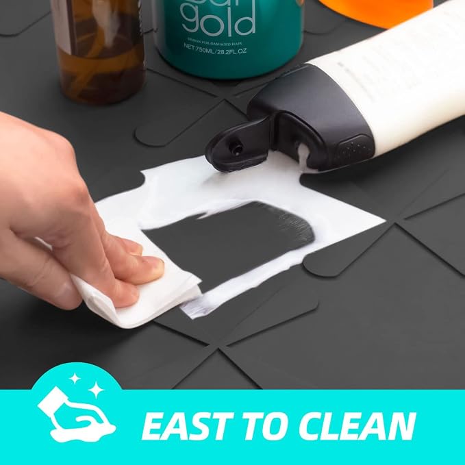 Waterproof Under Sink Mat 22" x 22" Silicone Mat Cabinet Protector | Heavy Duty Kitchen Cabinet Liner, Easy Press Drain, Home Essentials for Pet Feeding, Boots, Bathroom, Organizers & Storage