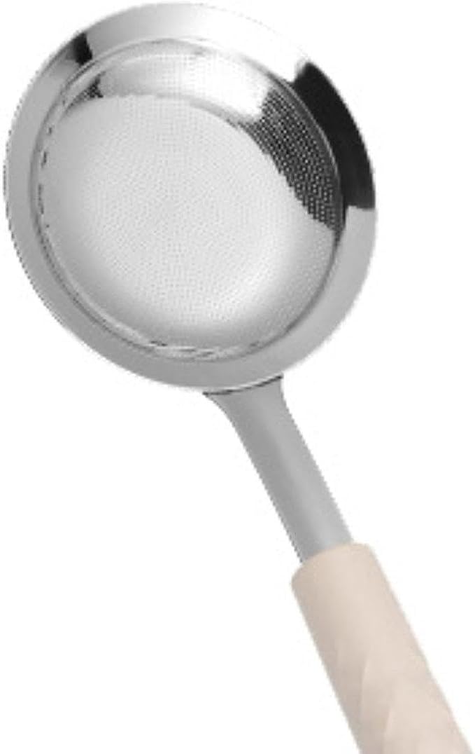 Fine Mesh Skimmer Spoon, Stainless Steel for, Gravy and Foam Strainer Ladle, Apricot