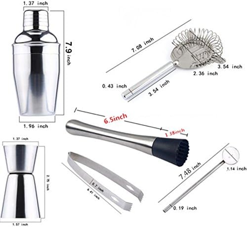 Premium Cocktail Shaker Set-All Inclusive Bartender Kit With Stainless Steel Martini Shaker, Strainer, Mixing Spoon, Bar Measure, Muddler, Tongs, Wine Pourers - Drink Mixer Set For Cocktails