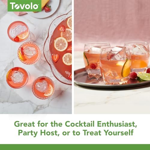 Tovolo Craft Ice Molds Set of 4 for Whiskey Bourbon Cocktails, Heart Diamond Rose Cheers Shaped Ice Cubes, Easy Fill Leak Proof Stackable Silicone Ice Molds Dishwasher Safe BPA Free Set Assorted