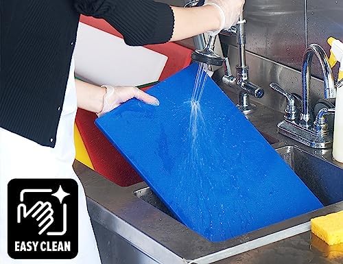 CURTA Cutting Boards for Kitchen, 20" x 14" x 0.5" BLUE Color Coded Plastic Commercial Chopping Board with Anti Slip Surface Dishwasher Safe