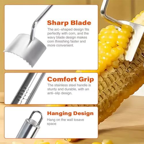 Stainless Steel Corn Stripper Peeler for Corn on the Cob, 2PCS