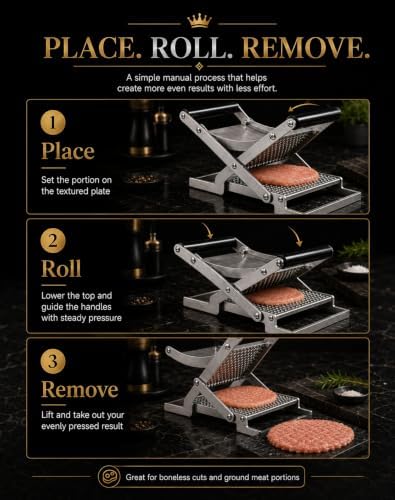 Manual Schnitzel Press Machine, Stainless Steel Clamp-On Meat Tenderizer & Chicken Cutlet Flattener for Beef, Pork, Steak and Patty Prep