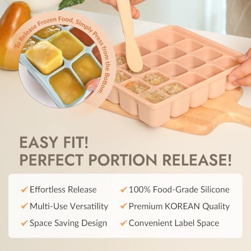 Baby Food Storage Silicone Cubes, Ocean Blue, 20 Cubes 0.8oz