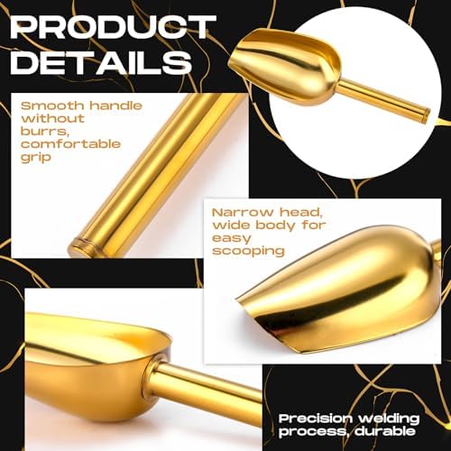 Jingmore Gold Stainless Steel Ice Scoop and Mini Tongs