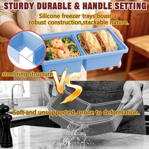 Silicone Freezer Trays With Lids,2 Cup & 5 Cup Ice Cube Tray Leak-Proof Soup Containers With Lids For Meal Prep & Freezing Soup, Stews, Sauces Food Storage Dishwasher-Safe