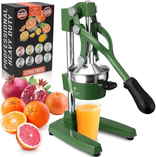 Zulay Kitchen Cast Iron Juicer - Heavy Duty Orange Juicer with Detachable Strainers for Easy Cleaning, Citrus Press for Citrus Fruits, Perfect for Bartenders, Juice Lovers & Health Enthusiasts
