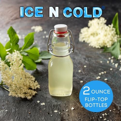 ICE N COLD Glass Swing Top Bottles | Flip Top Glass Bottles for Limoncello, Syrups, Oils, Vinegar, Extracts & Beverages | Airtight Reusable Glass Bottles (12-Pack, MINI (60ml | 2oz))