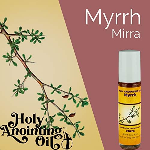 Myrrh Anointing Oil from Israel Boxed Gift Set with Dispenser, Holy Jerusalem Oil & Silver Metal Keychain Bottle Container, Plastic Dropper & Small Glass Vial, Aceite Ungido y Botella