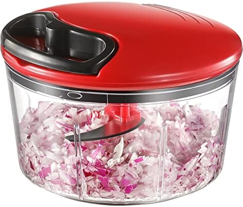 GDL Manual Food Chopper, Hand Pull String Onion Chopper Cutter, Dishwasher Safe Vegetable Chopper Food Mincer, No BPA Food Grade Material, 2.5 Cups 0.6L