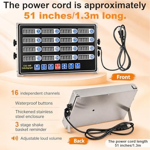 Relaxweex 1 Pack Commercial Digital Kitchen Timer for Cooking, 16 Channel