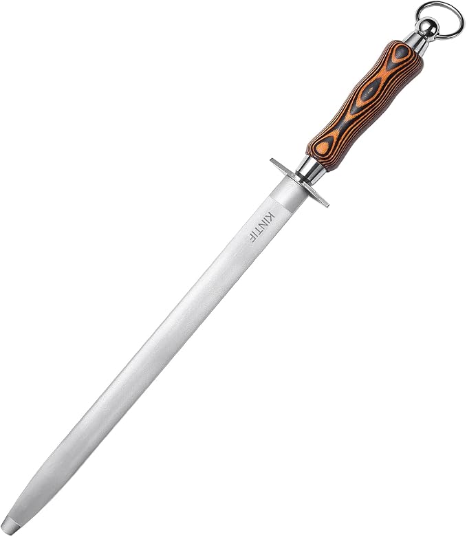 Honing Steel 12 inch Sharpening Steel, Professional Knife Sharpener, High Carbon, Fine Lines, High hardness, Flat Knife Honing Rod