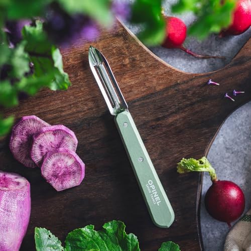 Opinel No. 115 Essential Stationary Peeler, Hornbeam Wood (Sage Green)