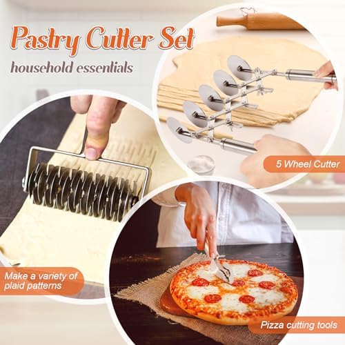 Gisafai 3 Pcs Pastry Cutter Set for Christmas Kitchen Pizza Noodle Pasta