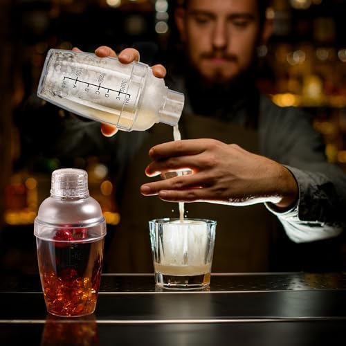 Lallisa 40 Pcs Plastic Cocktail Shaker Set Drink Mixer Clear Shaker Cup with Measurements Scales and Strainer Plastic Mixing Tool for Tea Coffee Bar Bubble Milk Christmas Gift (350 Cc/ 12 oz)