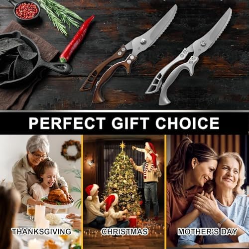 Kitchen Scissors, Poultry Shears Heavy Duty, Heavy Duty Poultry Shears, Stainless Steel Poultry Scissors for Turkey, Chicken, Thanksgiving, Christmas Day