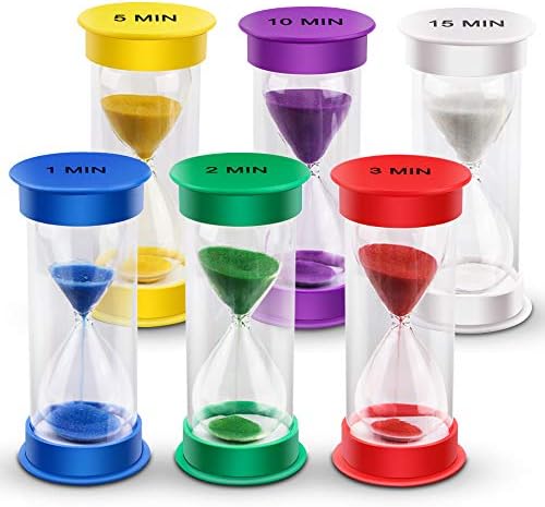 EMDMAK Sand Timer, Acrylic Hourglass Timer Colorful Sandglass Timer 1 min/2 mins/3 mins/5 mins/10 mins/15 mins Sand Clock for Games Classroom Home Office(Large)