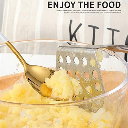 Potato Masher ，Stainless Steel Potato Ricer Press，Ergonomic Horizontal Handle &Multi-Function for Smooth Creamy Mashed Potato,Fruits,Vegetables Baby Food (small, symphony)