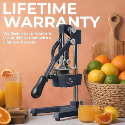 Zulay Kitchen Cast Iron Juicer - Heavy Duty Orange Juicer with Detachable Strainers for Easy Cleaning, Citrus Press for Citrus Fruits, Perfect for Bartenders, Juice Lovers & Health Enthusiasts