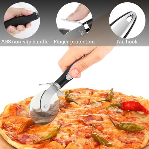 Stainless Steel Pizza Cutter, Pizza Cutter Wheel with Non-slip Handle, Dishwasher Safe Pizza Slicer, Kitchen Gadgets Home Essentials