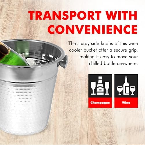 Chef Craft Hammered Champagne Bucket. 4 Quart. Stainless Steel