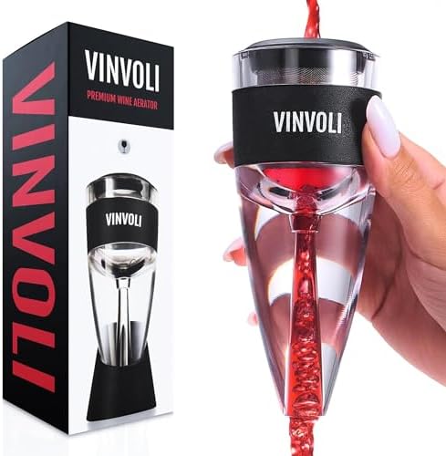 VINVOLI Wine Aerator - Red Wine Pourer with Sediment Filter & Stand
