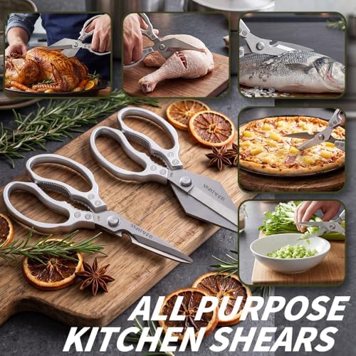 Kitchen Scissors, Kitchen Shears, Sharp Meat Cutting Scissor Dishwasher Safe, Poultry Shear Heavy Duty, Japan Cooking Kitchen Scissors Set for Food Chicken Shears, Gifts for Men Women