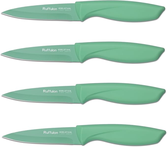 Paring Knife Set, 4PCS Stainless Steel Paring Knife Set, Ultra Sharp Fruit and Vegetable Knives, 3.5-Inch Kitchen Knives, Razor-Sharp Knife,Ergonomic Handle Design,Green.