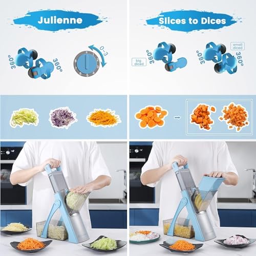 Mandoline Slicer Plus, Adjustable Vegetable Food Chopper Potato Fries Cutter, Detachable Blade, Kitchen Chopping Artifact，Kitchen Veggie Chopper