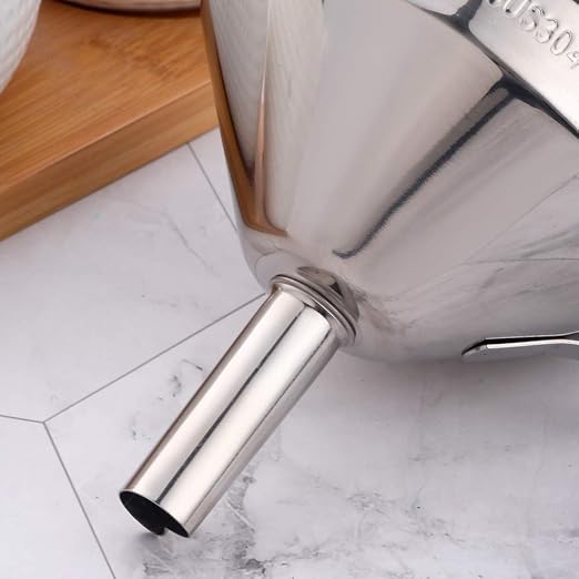 Buyer Star 2PCS Funnel with Detachable Filter,18/8（304） Stainless Steel, Food Grade Metal Kitchen Funnels (Silver)