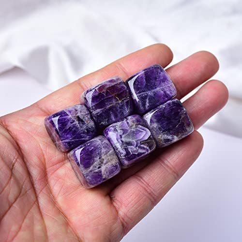 Amethyst Whiskey Stones Chilling Crystal Ice Cubes for Drinks Whiskey Rocks 0.7-0.8" Wine Cubes Gifts for Women Set of 6