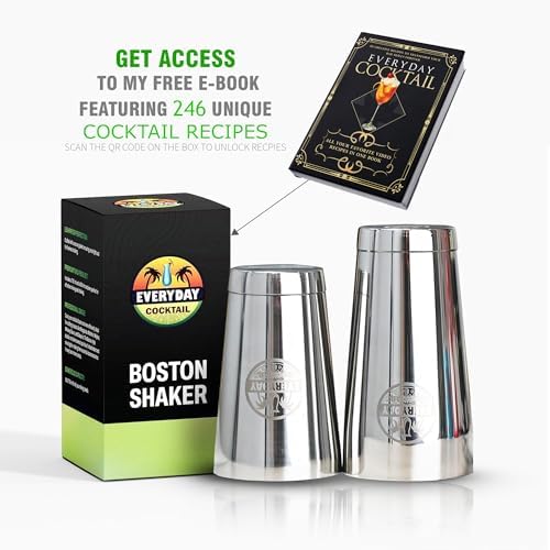 Premium 18 oz Stainless Steel Cocktail Shaker Set by EVERYDAY COCKTAIL