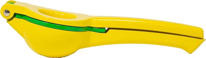 SOL - Metal Juice Press 2-in-1 Lemon Lime Squeezer Press – Manual Squeezer, Max Extraction Manual Citrus Juicer, Resistant to Moisture, Non-Slip Handle - Yellow, Green
