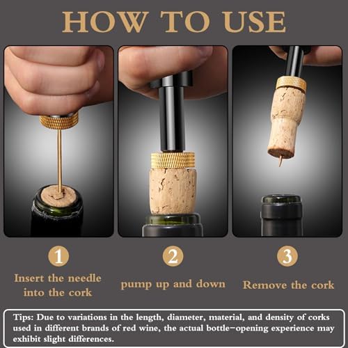 2 Pcs Portable Air Pressure Pump Bottle Opener, Quick Bottle Opening, Compatible With Champagne and Red Wine Bottles, Suitable for Travel Camping, Family Gatherings, Restaurants, and Bars (Gold + Red)