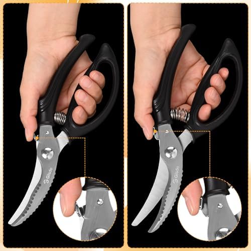 Gisde Heavy Duty Poultry Shears Kitchen Shears for Food Kitchen Scissors All Ppurpose Heavy Duty Scissors for Chicken, Meat, Bone, Poultry, Spring Loaded, Dishwasher Safe