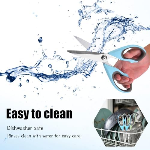 2 Pack Heavy Duty Scissors Kitchen Shears with Magnetic Holder,Dishwasher Safe Stainless Steel Meat Cooking Shears,Multifunctional All Purpose Sharp Scissors Set for Food,Meat,BBQ,Pizza(Blue,Green)