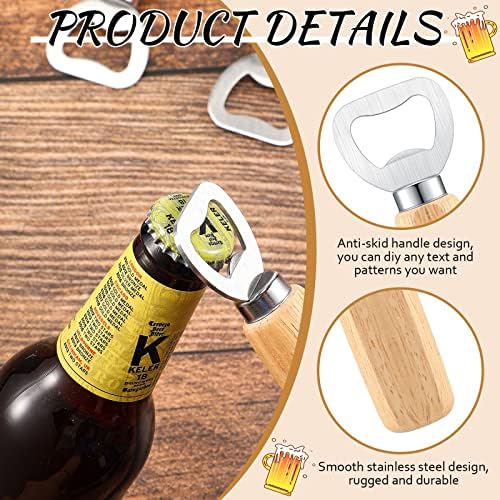 Lounsweer 30 Pcs Stainless Steel Wine Bottle Opener Bulk, Wooden Handheld