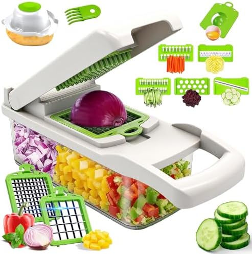 Vegetable Chopper Mandoline Slicer, 14 in 1 Food Veggie Chopper with Container for Onion, Veggie, Cheese Grater, Vegetables Cutter, Kitchen Gadgets